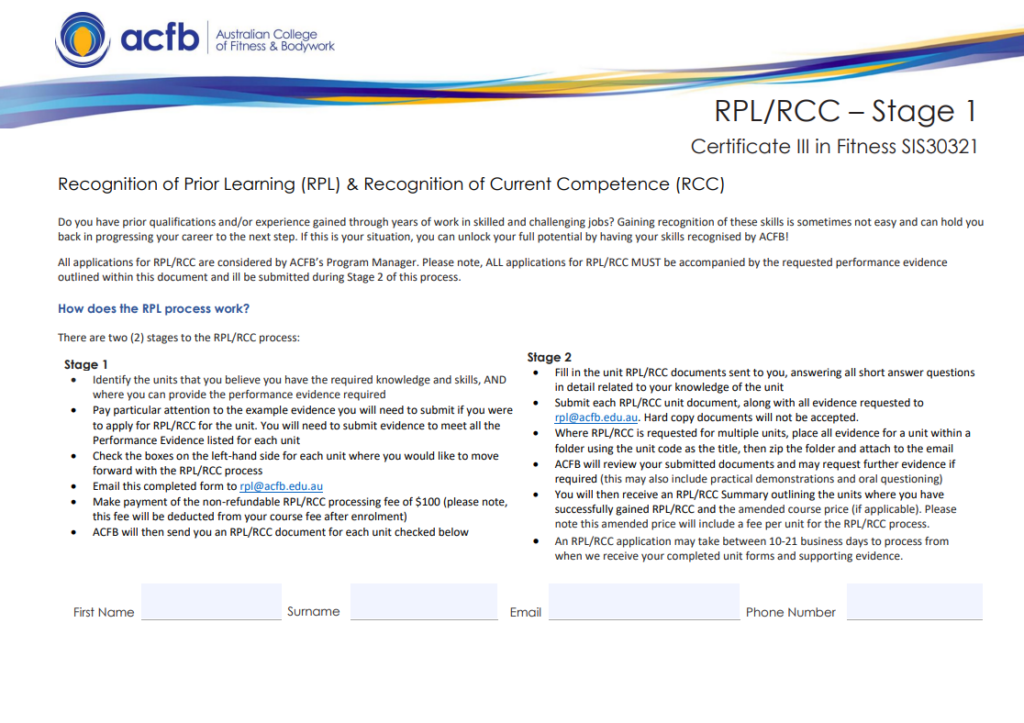 ACFB - SIS30321 RPL Application